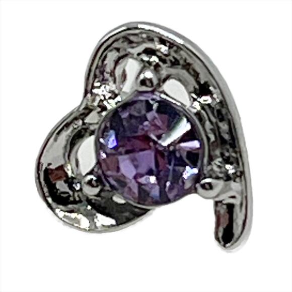 Earring Fashion Jewelry Heart Earrings in Silver and Purple - Picture 4 of 7